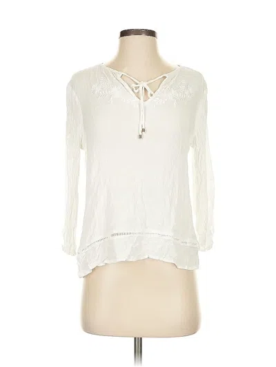 Pre-owned Ella Moss 3/4 Sleeve Blouse In White
