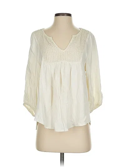 Pre-owned Ella Moss 3/4 Sleeve Blouse In White