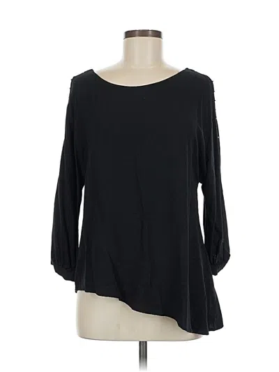 Pre-owned Ella Moss 3/4 Sleeve Top Black Boatneck Tops