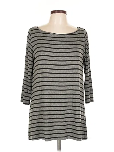 Pre-owned Ella Moss 3/4 Sleeve Top Gray Boatneck Tops