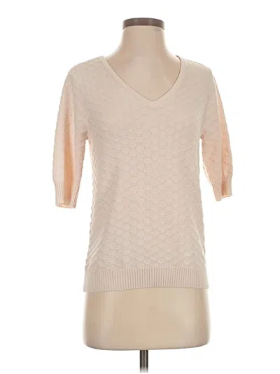 Pre-owned Ella Moss 3/4 Sleeve Top Tan V-neck Tops