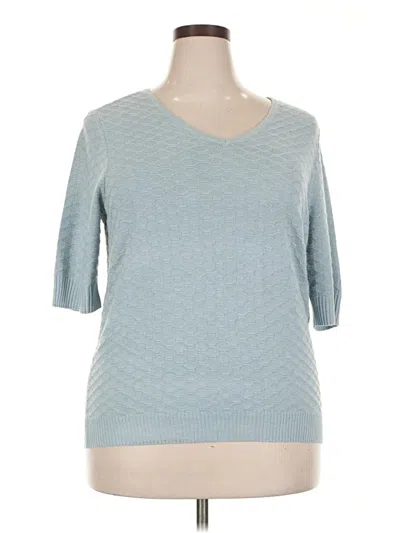Pre-owned Ella Moss 3/4 Sleeve Top Teal Scoop Neck Tops In Blue