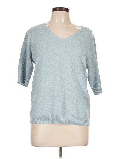 Pre-owned Ella Moss 3/4 Sleeve Top Teal V-neck Tops