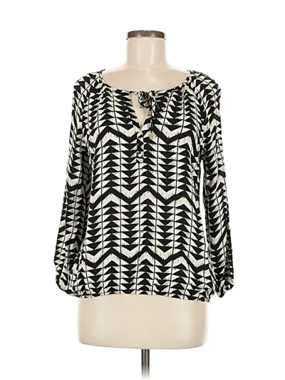 Pre-owned Ella Moss Long Sleeve Blouse In Black