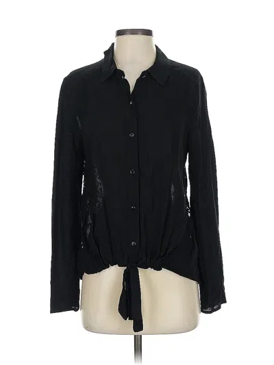 Pre-owned Ella Moss Long Sleeve Blouse In Black