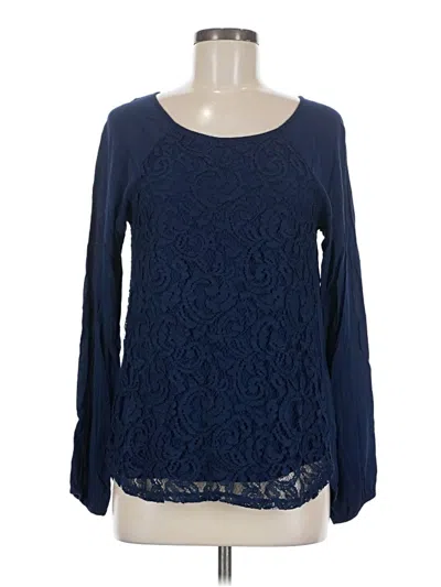 Pre-owned Ella Moss Long Sleeve Blouse In Blue