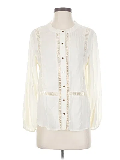 Pre-owned Ella Moss Long Sleeve Blouse In Ivory