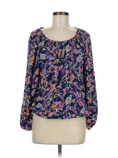 Pre-owned Ella Moss Long Sleeve Blouse In Purple