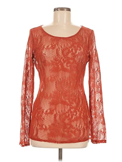 Pre-owned Ella Moss Long Sleeve Blouse In Red
