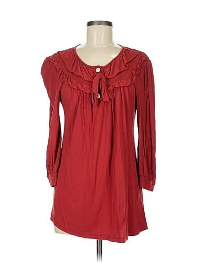 Pre-owned Ella Moss Long Sleeve Blouse In Red