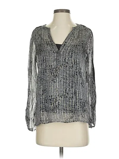 Pre-owned Ella Moss Long Sleeve Blouse In Silver
