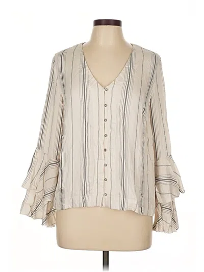 Pre-owned Ella Moss Long Sleeve Blouse In White