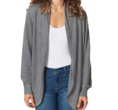 Ella Moss Long Sleeve Cozy Cardigan In Charcoal In Purple