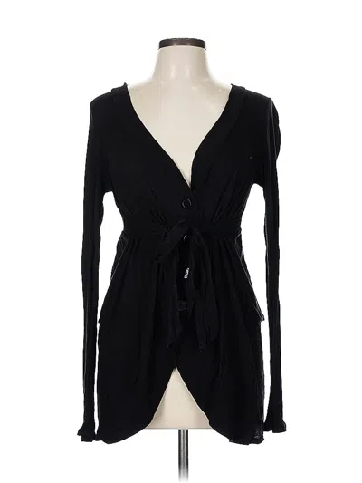 Pre-owned Ella Moss Long Sleeve Top Black Plunge Neckline Tops