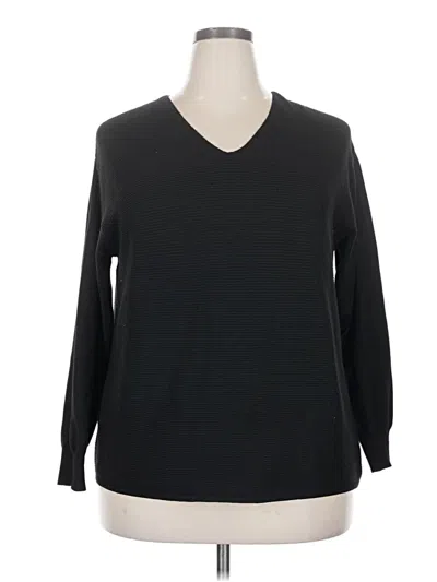 Pre-owned Ella Moss Long Sleeve Top Black V-neck Tops