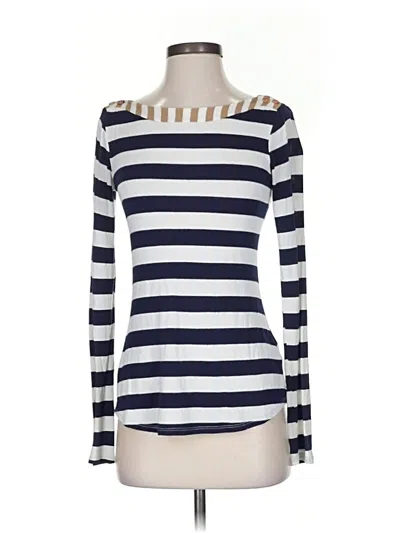 Pre-owned Ella Moss Long Sleeve Top Blue Keyhole Neckline Tops