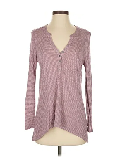 Pre-owned Ella Moss Long Sleeve Top Burgundy V Neck Tops