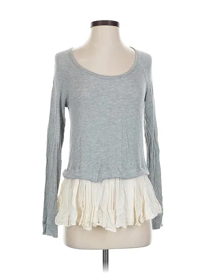 Pre-owned Ella Moss Long Sleeve Top Gray Scoop Neck Tops
