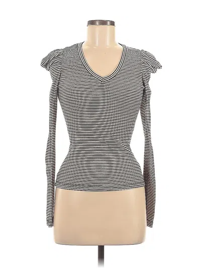 Pre-owned Ella Moss Long Sleeve Top Gray Sweetheart Neckline Tops