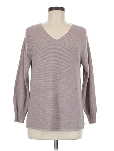 Pre-owned Ella Moss Long Sleeve Top Gray V-neck Tops