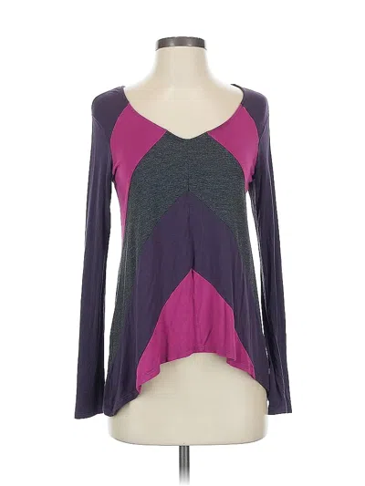 Pre-owned Ella Moss Long Sleeve Top Purple Color Block Pattern Sweetheart Neckline Tops
