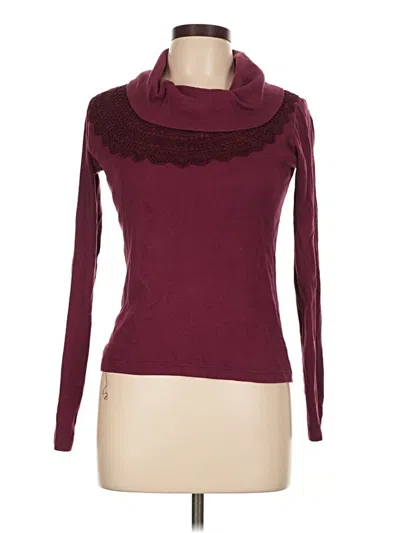 Pre-owned Ella Moss Long Sleeve Turtleneck In Burgundy