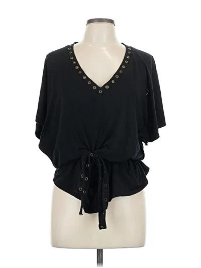 Pre-owned Ella Moss Short Sleeve Blouse In Black