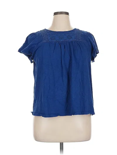 Pre-owned Ella Moss Short Sleeve Blouse In Blue
