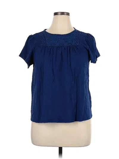Pre-owned Ella Moss Short Sleeve Blouse In Blue