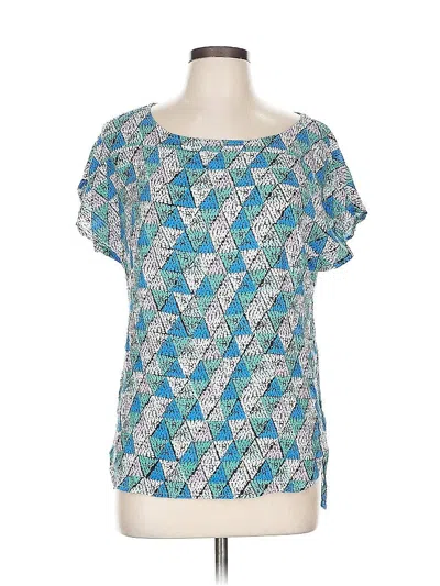 Pre-owned Ella Moss Short Sleeve Blouse In Blue