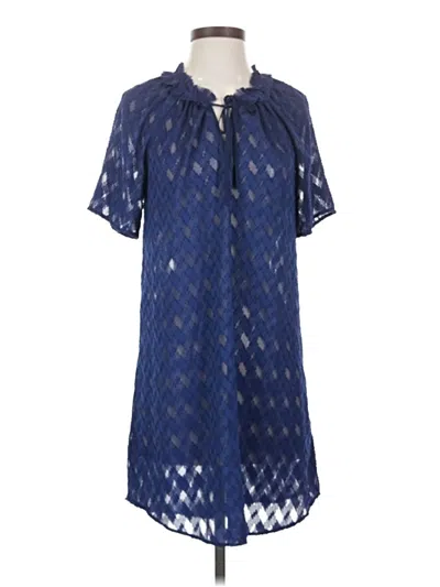 Pre-owned Ella Moss Short Sleeve Blouse In Blue