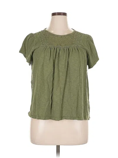 Pre-owned Ella Moss Short Sleeve Blouse In Green