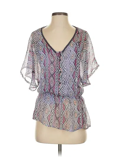 Pre-owned Ella Moss Short Sleeve Blouse In Purple