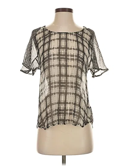Pre-owned Ella Moss Short Sleeve Blouse In Silver