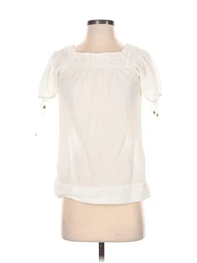 Pre-owned Ella Moss Short Sleeve Blouse In White
