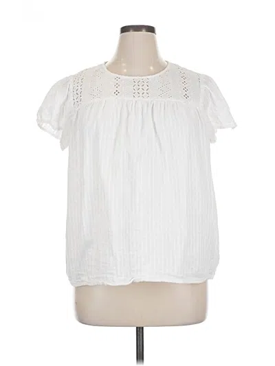 Pre-owned Ella Moss Short Sleeve Blouse In White