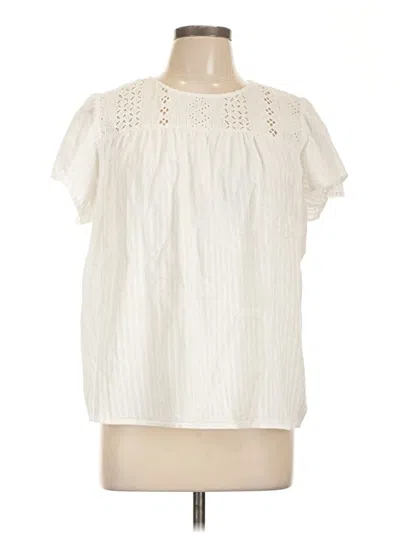 Pre-owned Ella Moss Short Sleeve Blouse In White