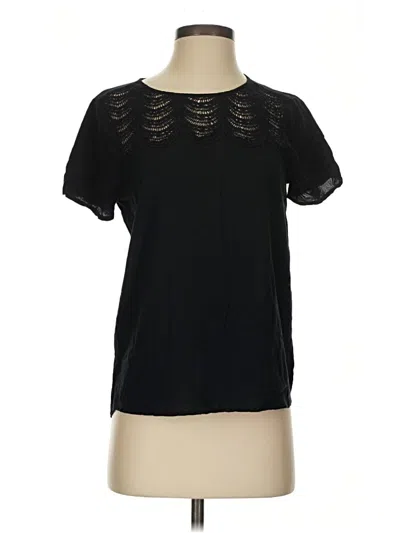 Pre-owned Ella Moss Short Sleeve Top Black Keyhole Neckline Tops