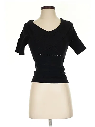 Pre-owned Ella Moss Short Sleeve Top Black Sweetheart Neckline Tops