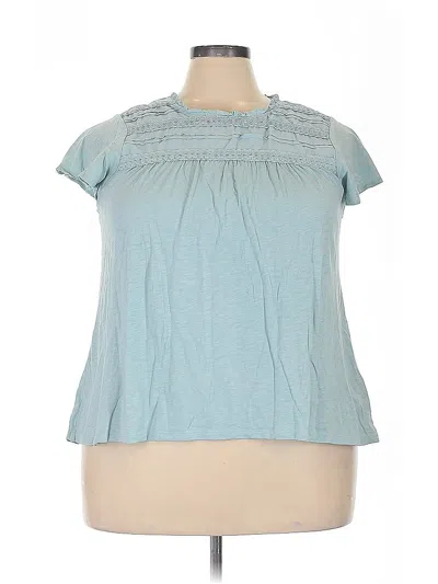 Pre-owned Ella Moss Short Sleeve Top Blue Keyhole Neckline Tops