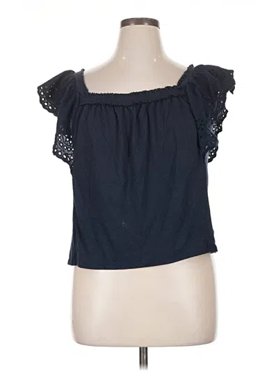 Pre-owned Ella Moss Short Sleeve Top Blue Off The Shoulder Neckline Tops