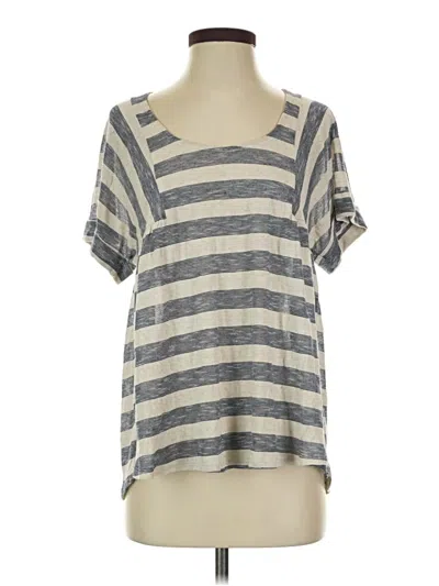 Pre-owned Ella Moss Short Sleeve Top Gray Scoop Neck Tops