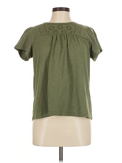 Pre-owned Ella Moss Short Sleeve Top Green Keyhole Neckline Tops