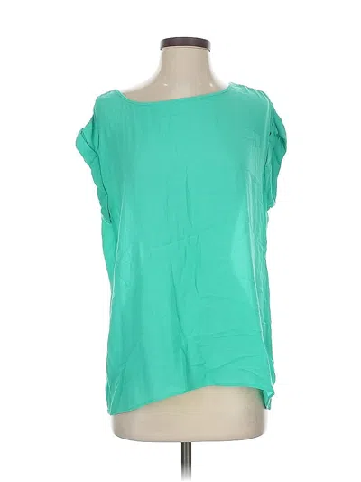 Pre-owned Ella Moss Short Sleeve Top Green Scoop Neck Tops
