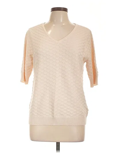 Pre-owned Ella Moss Short Sleeve Top Ivory V-neck Tops