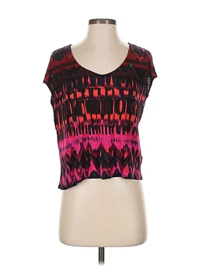 Pre-owned Ella Moss Short Sleeve Top Pink Scoop Neck Tops