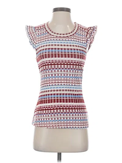 Pre-owned Ella Moss Short Sleeve Top Red Boatneck Tops