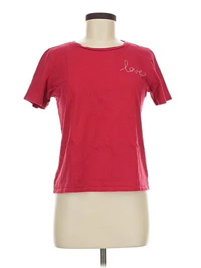 Pre-owned Ella Moss Short Sleeve Top Red Crew Neck Tops