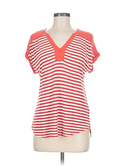 Pre-owned Ella Moss Short Sleeve Top Red V Neck Tops