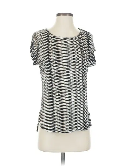 Pre-owned Ella Moss Short Sleeve Top Silver Square Neckline Tops